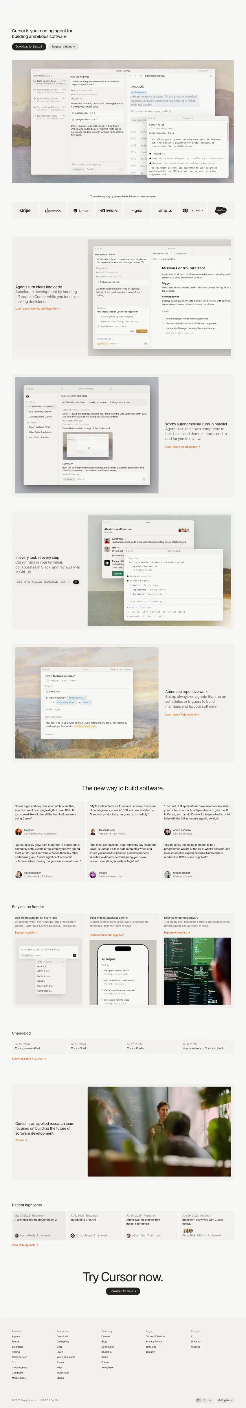 Captura de la web de Cursor