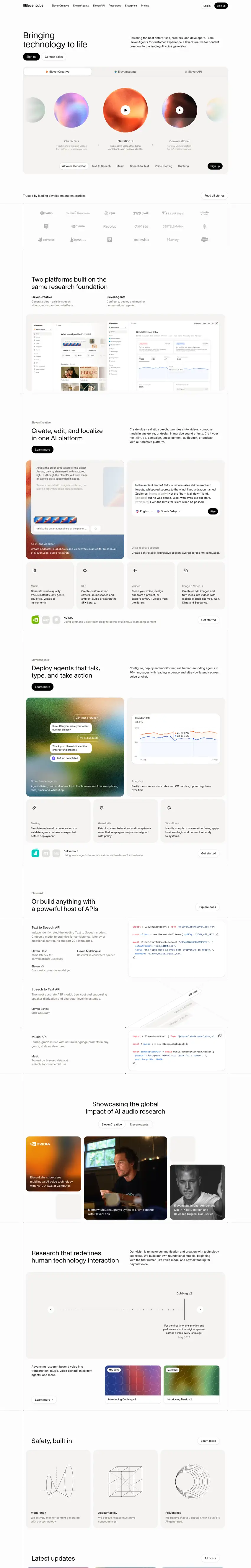 Captura de la web de ElevenLabs