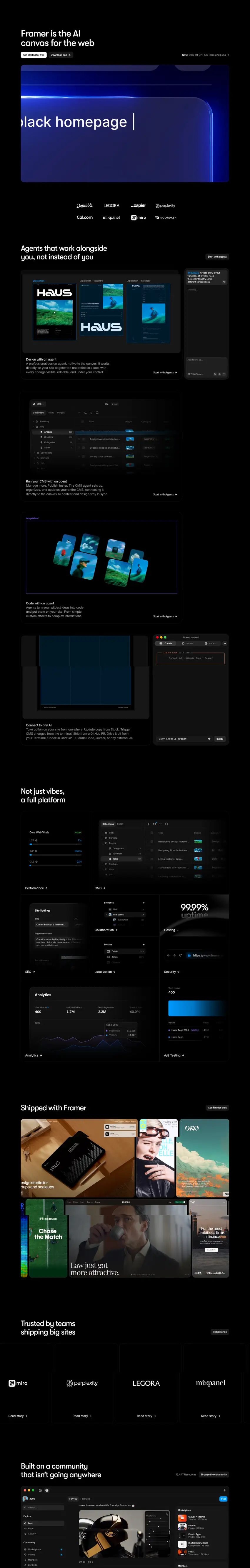 Captura de la web de Framer