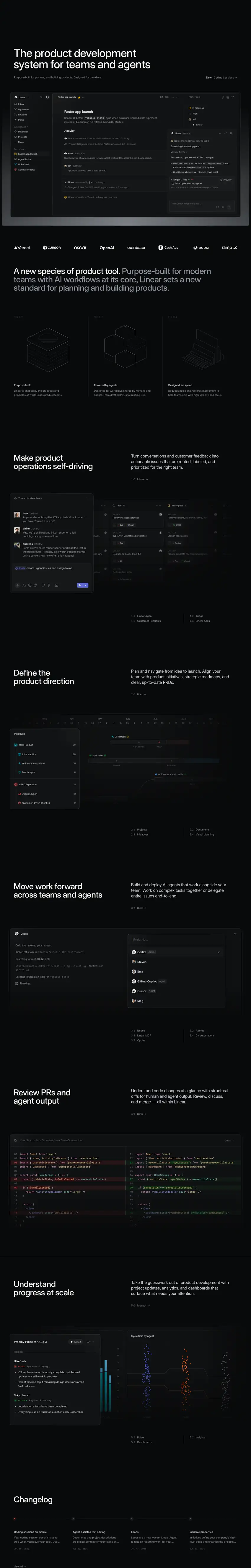 Captura de la web de Linear