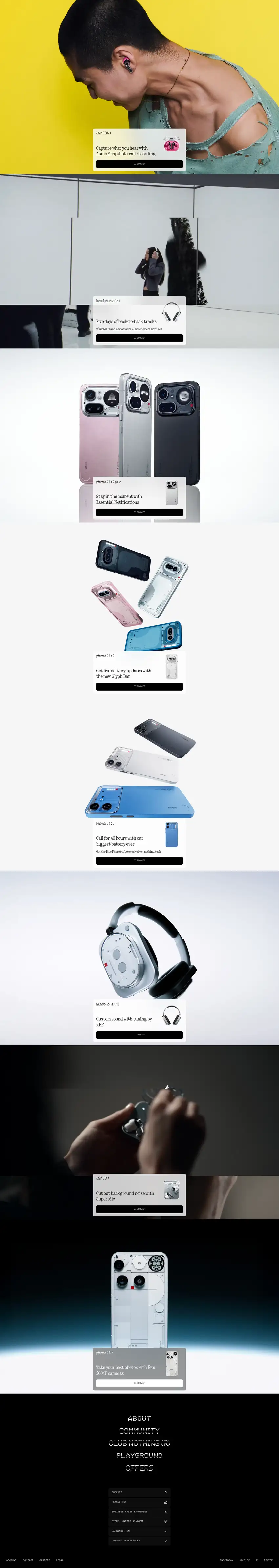 Captura de la web de Nothing