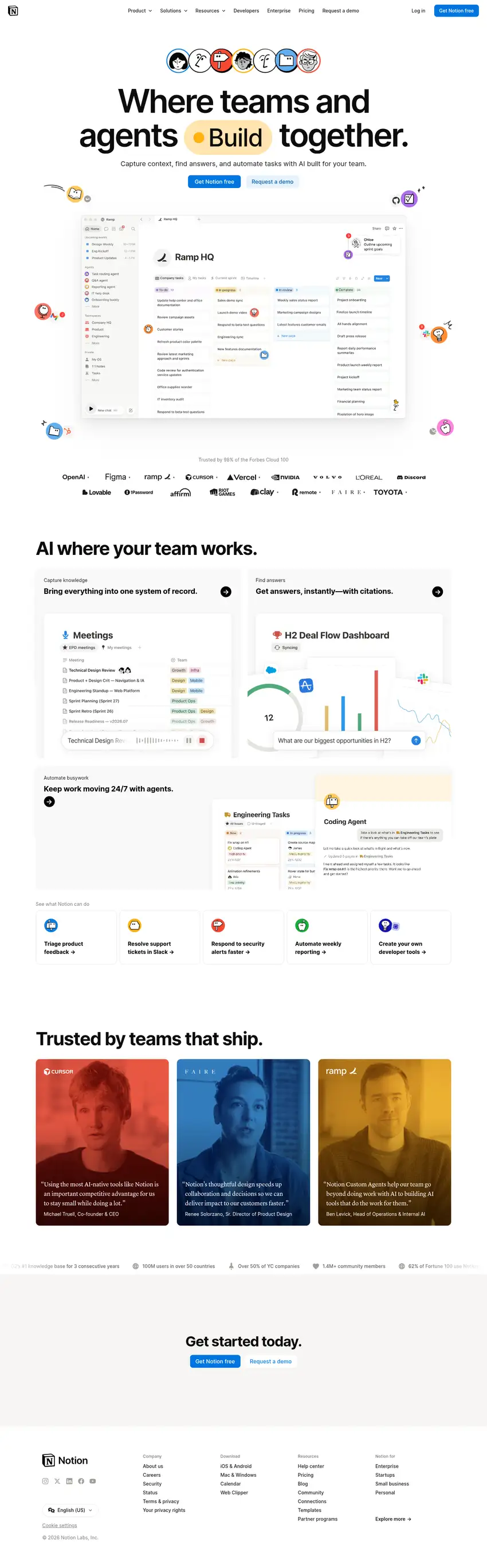 Captura de la web de Notion