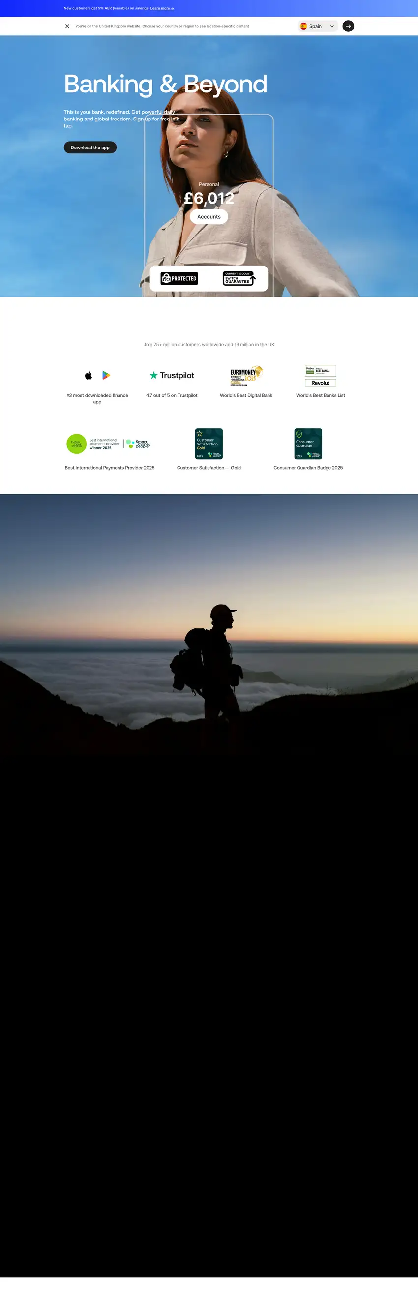 Captura de la web de Revolut