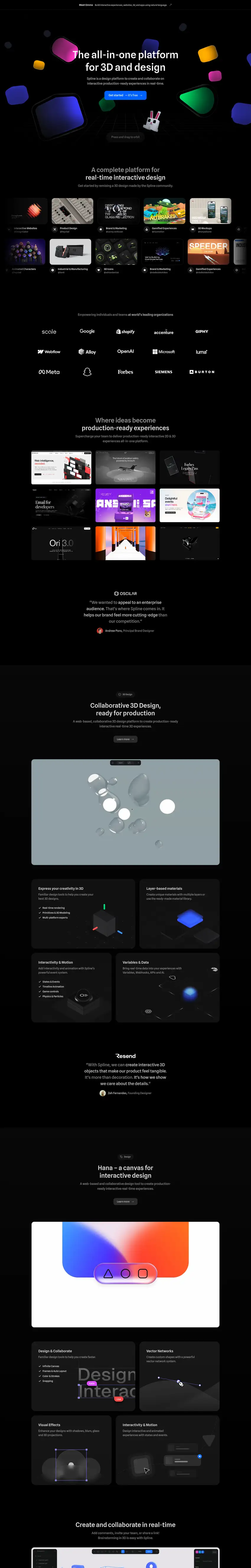 Captura de la web de Spline